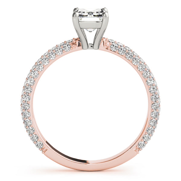 14K Rose Gold Emerald Diamond Pave Engagement Ring