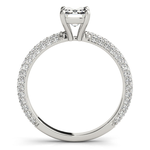 14K White Gold Emerald Diamond Pave Ring