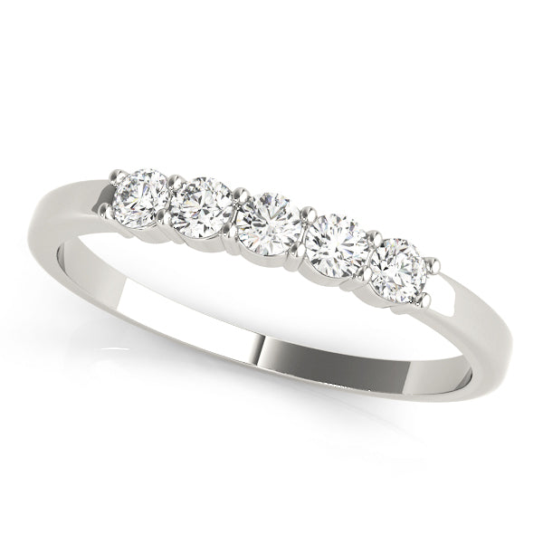 14K White Gold 5-Diamond Wedding Ring