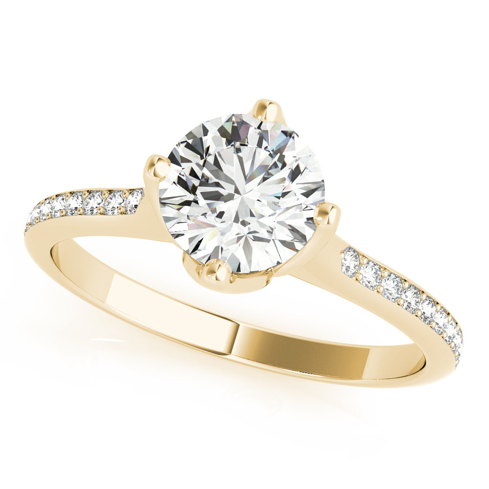 18K Yellow Gold 1 CT Diamond Single Row Engagement Ring