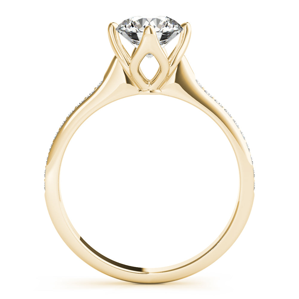 18K Yellow Gold 1 CT Diamond Single Row Engagement Ring