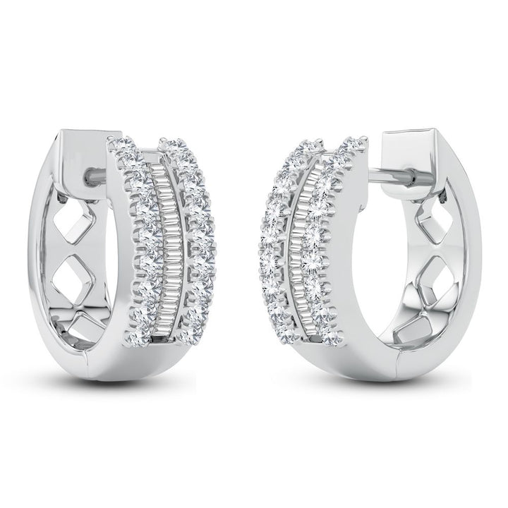 10k White Gold Lab Diamond Hoop Earrings - Chic Sparkle