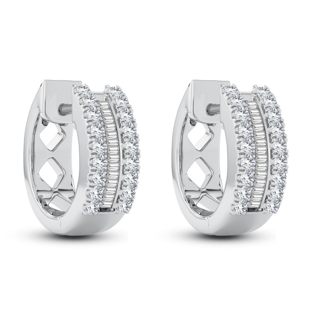 10k White Gold Lab Diamond Hoop Earrings - Chic Sparkle