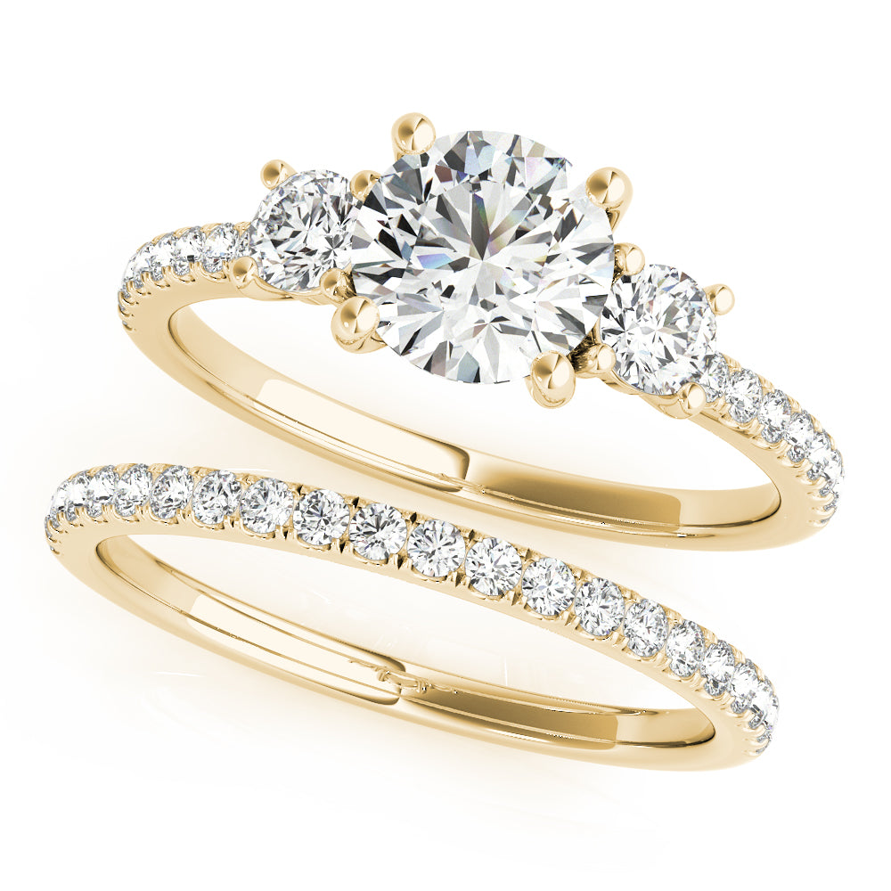 14K Yellow Gold 1.24 ctw Round Diamond Three-Stone Ring