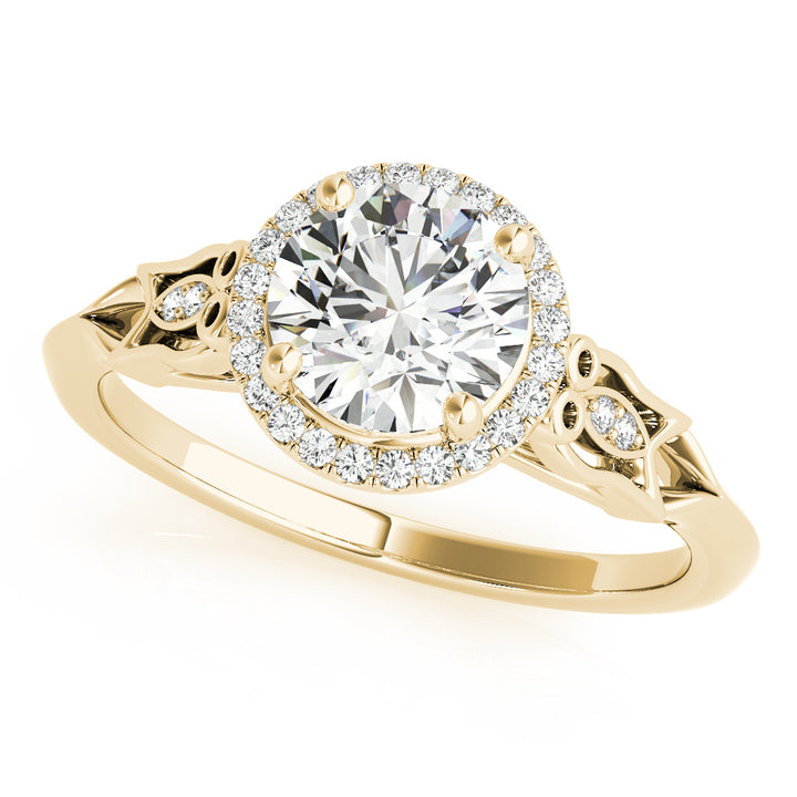 14K Yellow Gold 1 CT Diamond Halo Engagement Ring