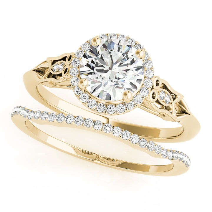14K Yellow Gold 1 CT Diamond Halo Engagement Ring