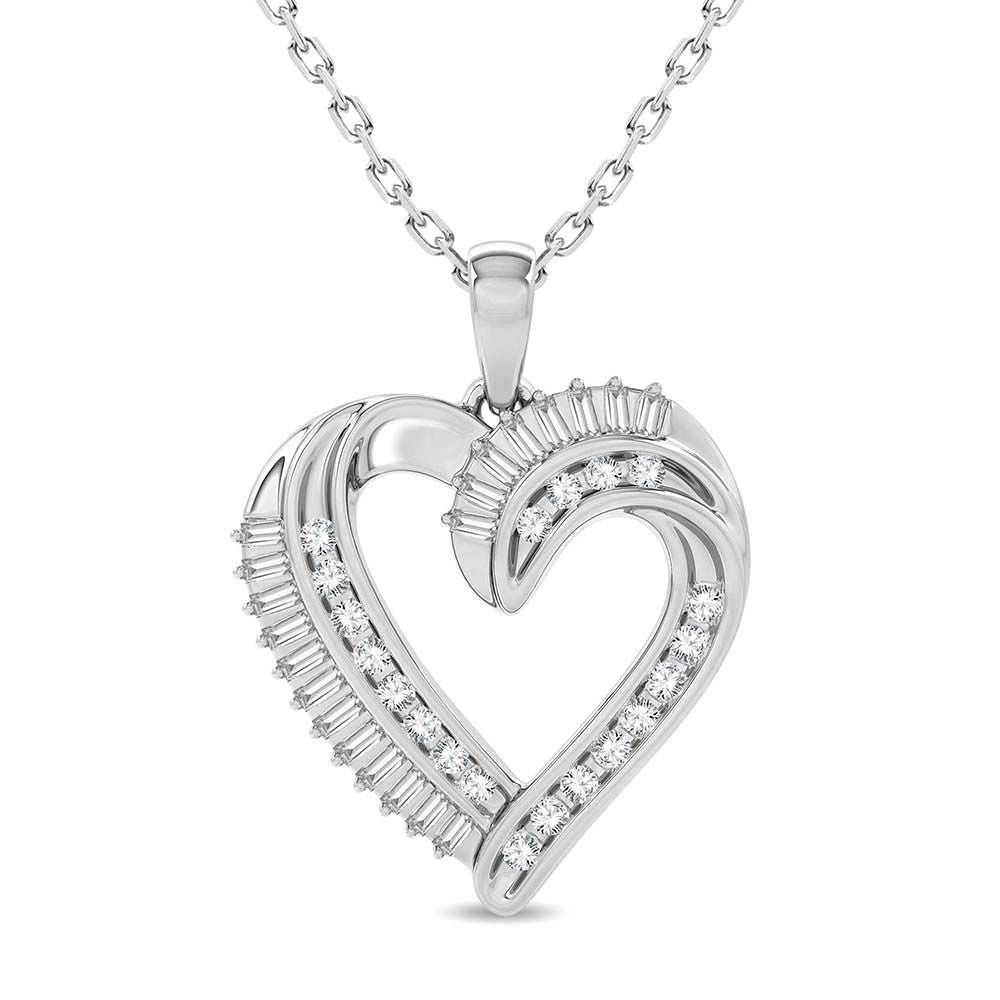 Chic 10k White Gold Lab Diamond Pendant for Women