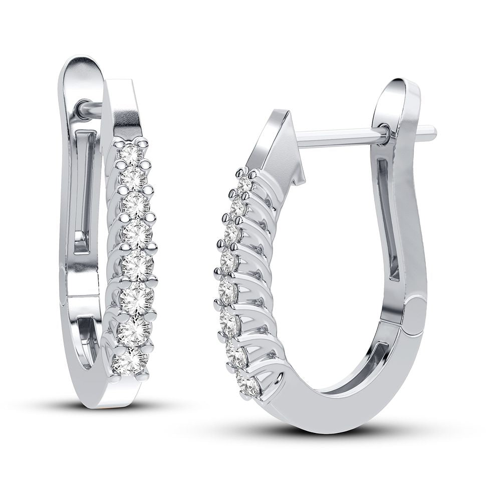 10k White Gold Lab Diamond Hoop Earrings for Women