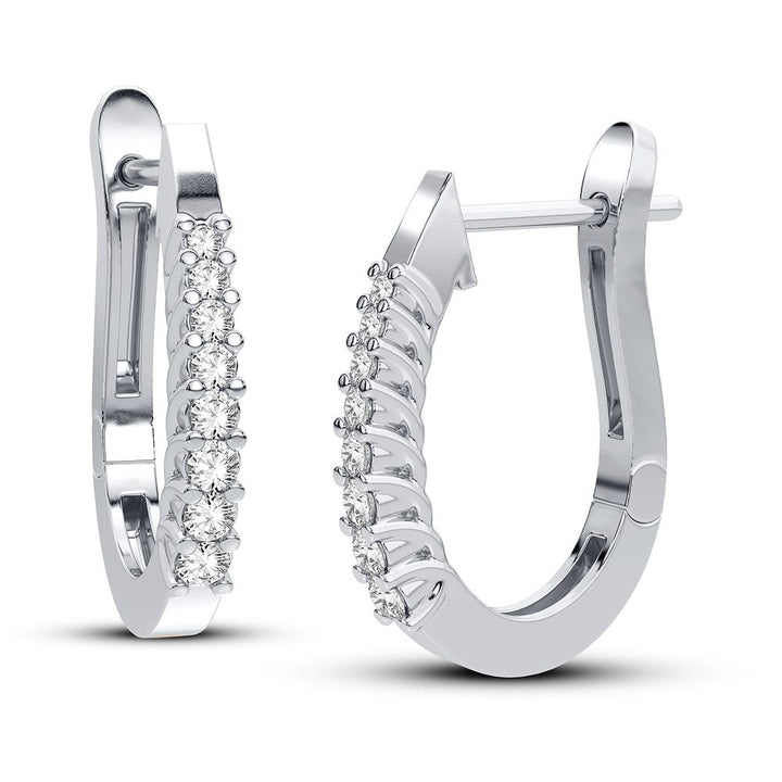 10k White Gold Lab Diamond Hoop Earrings for Women