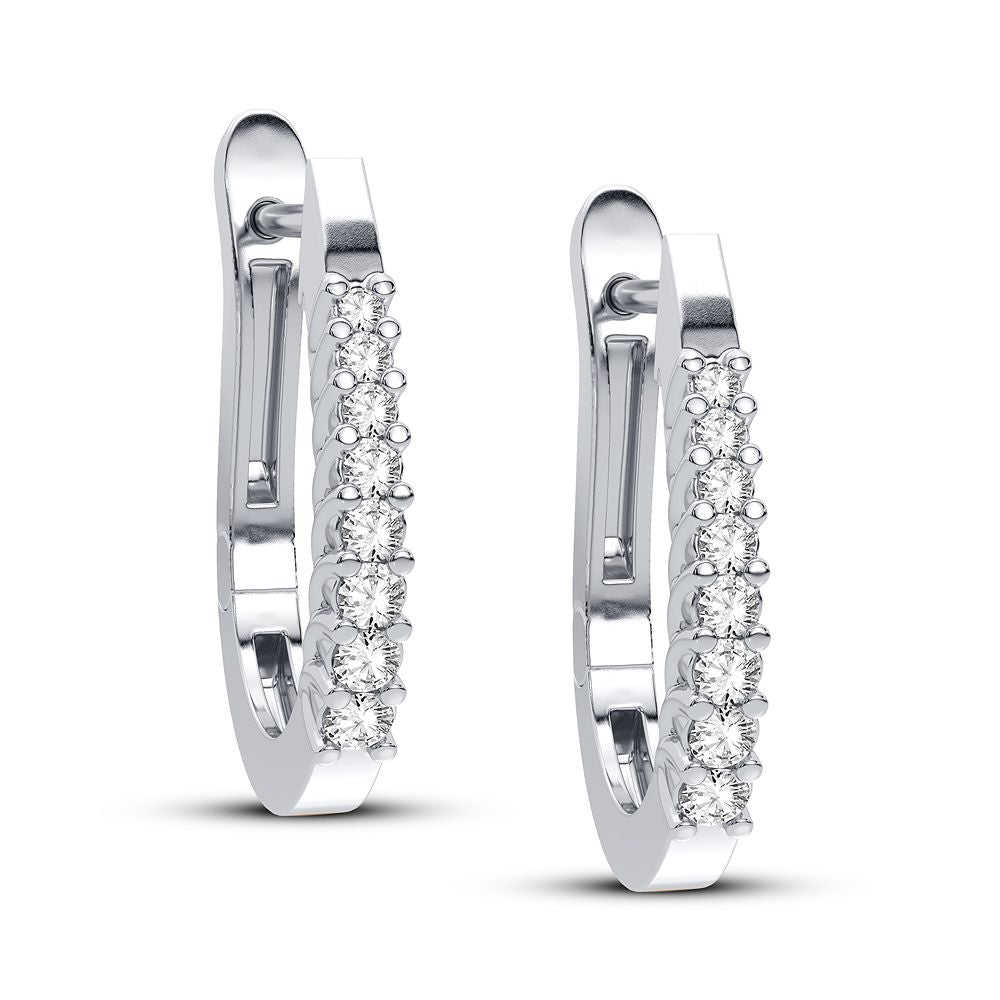 10k White Gold Lab Diamond Hoop Earrings for Women