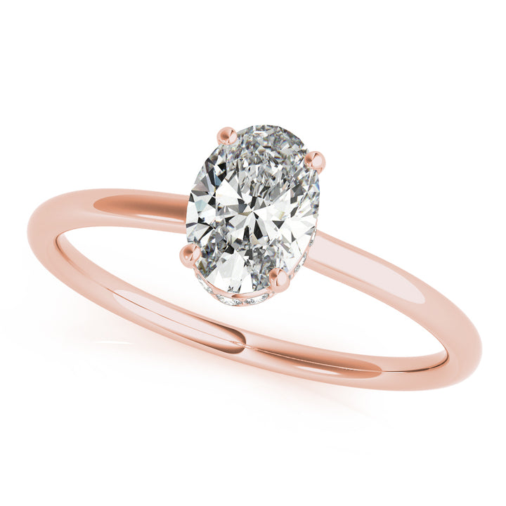 18K Rose Gold Diamond Oval Halo Engagement Ring