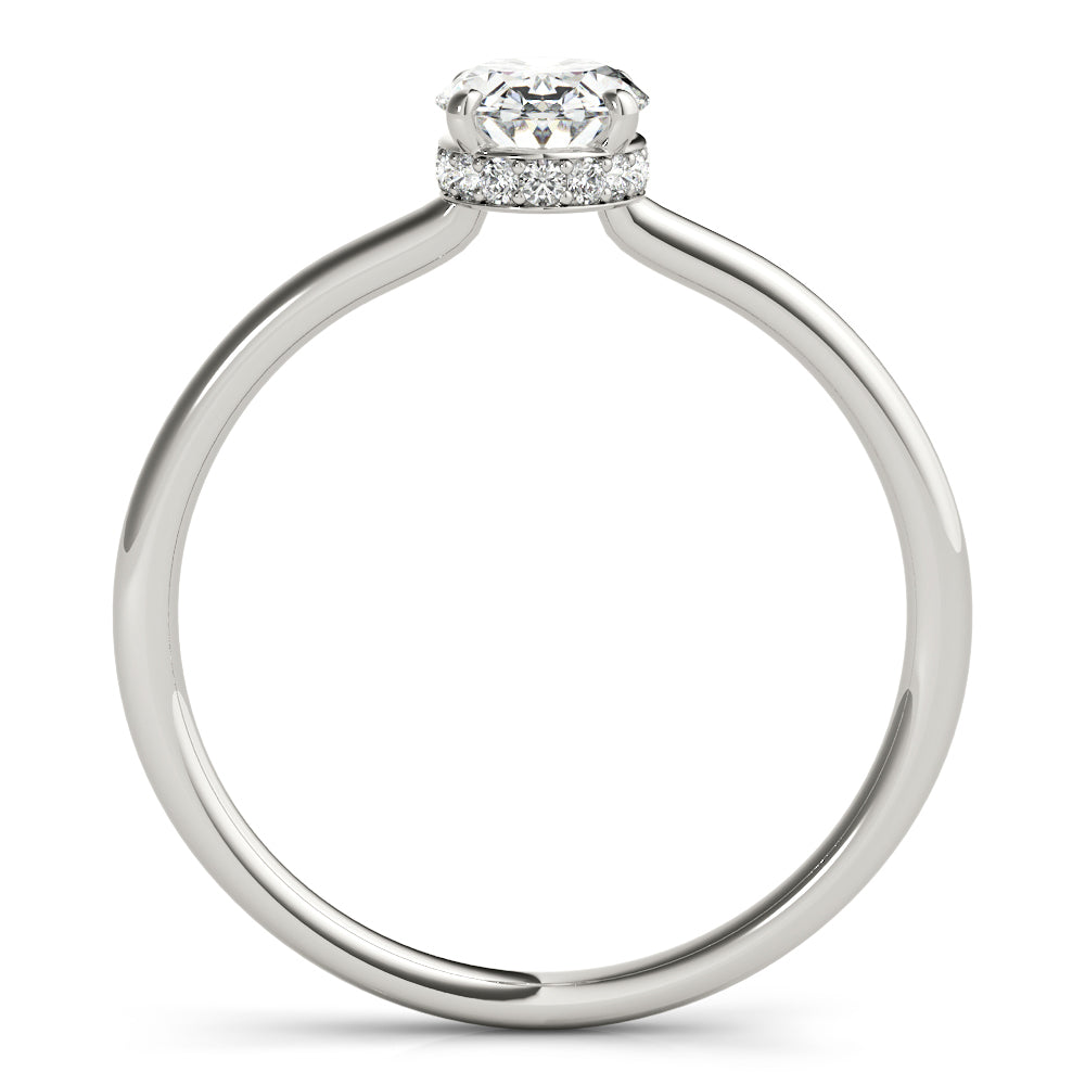 Platinum White Diamond Oval Halo Engagement Ring