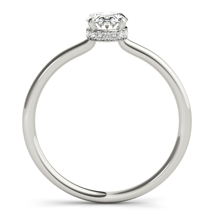 18K White Gold Oval Diamond Engagement Ring with Halo