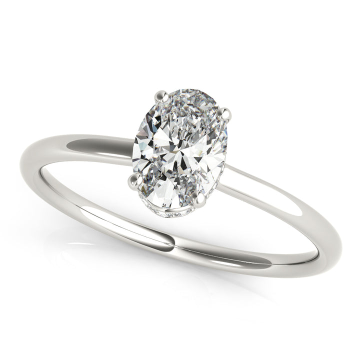 18K White Gold Oval Diamond Engagement Ring with Halo