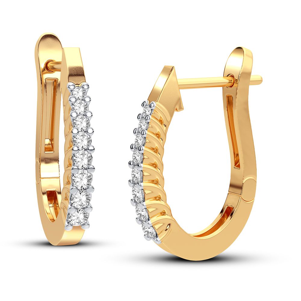 10K Yellow Gold Lab Diamond Hoop Earrings - Chic Sparkle