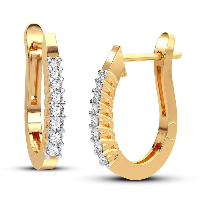 10K Yellow Gold Lab Diamond Hoop Earrings - Chic Sparkle