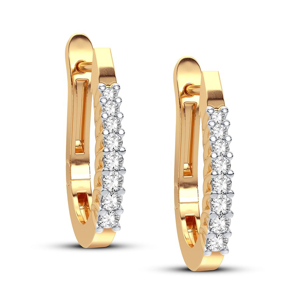 10K Yellow Gold Lab Diamond Hoop Earrings - Chic Sparkle