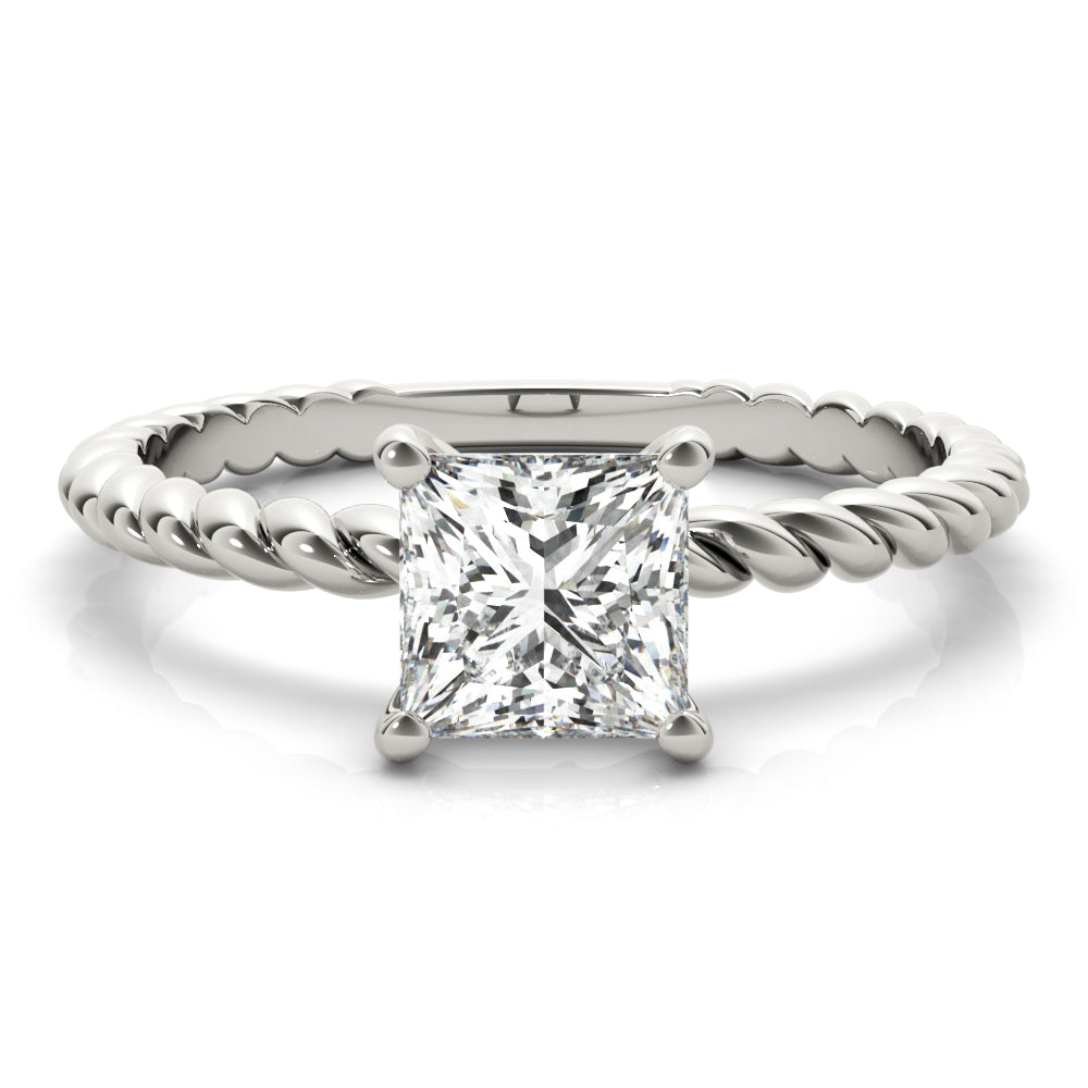14K White Gold Princess Diamond Solitaire Ring