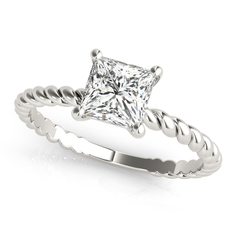 14K White Gold Princess Diamond Solitaire Ring