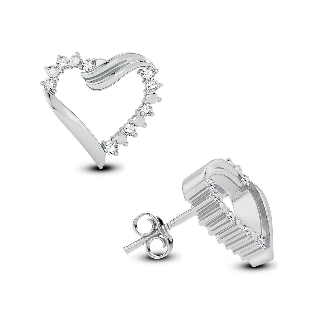 10k White Gold Lab Diamond Stud Earrings for Women