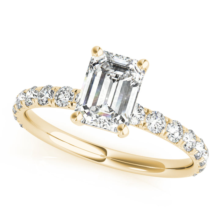 18K Yellow Gold Emerald Diamond Engagement Ring