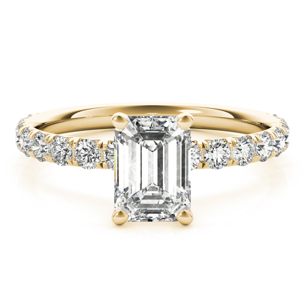 18K Yellow Gold Emerald Diamond Engagement Ring