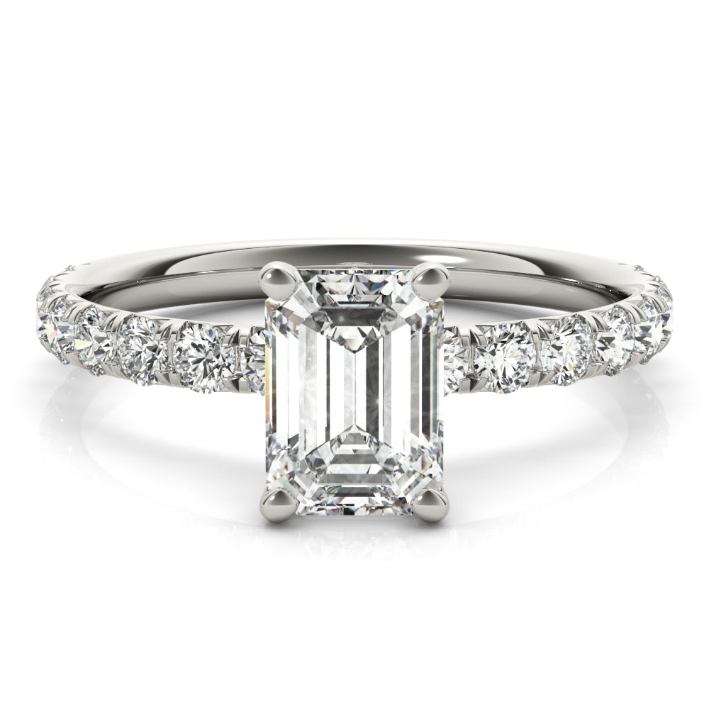 Platinum 1/2 CT Diamond Emerald Engagement Ring