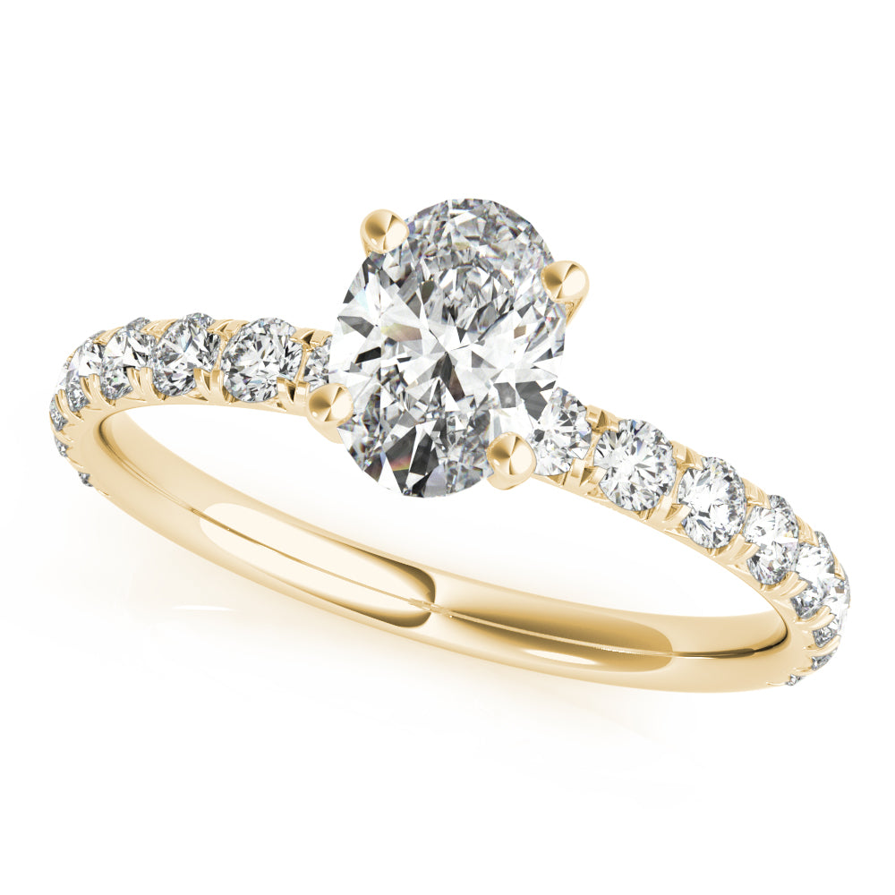 18K Yellow Gold Diamond Single Row Engagement Ring
