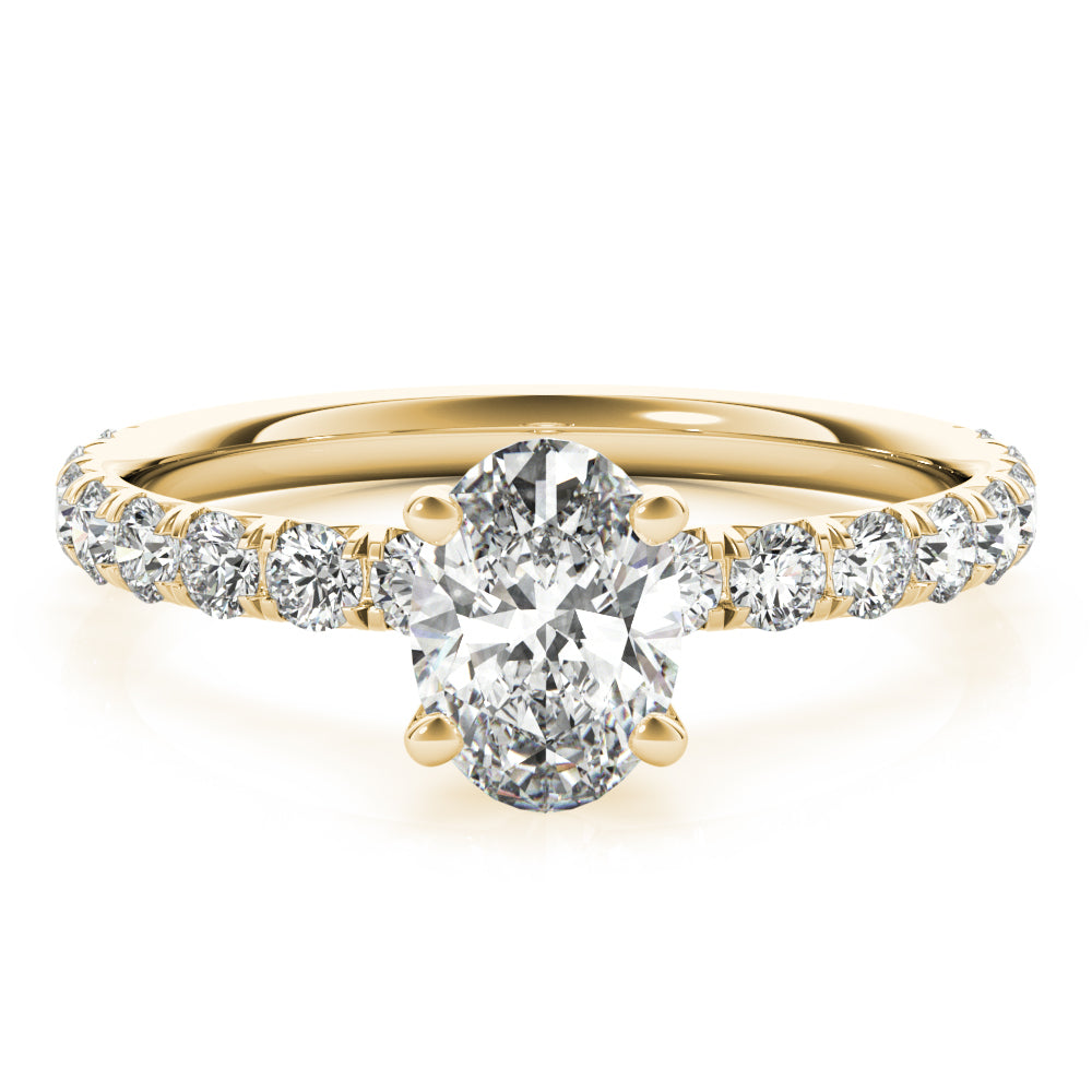 18K Yellow Gold Diamond Single Row Engagement Ring