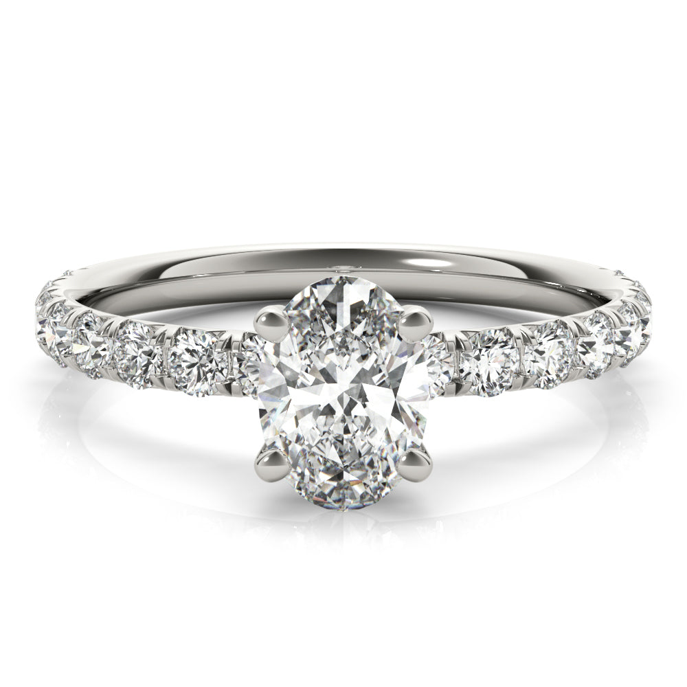 14K White Gold Diamond Single Row Engagement Ring
