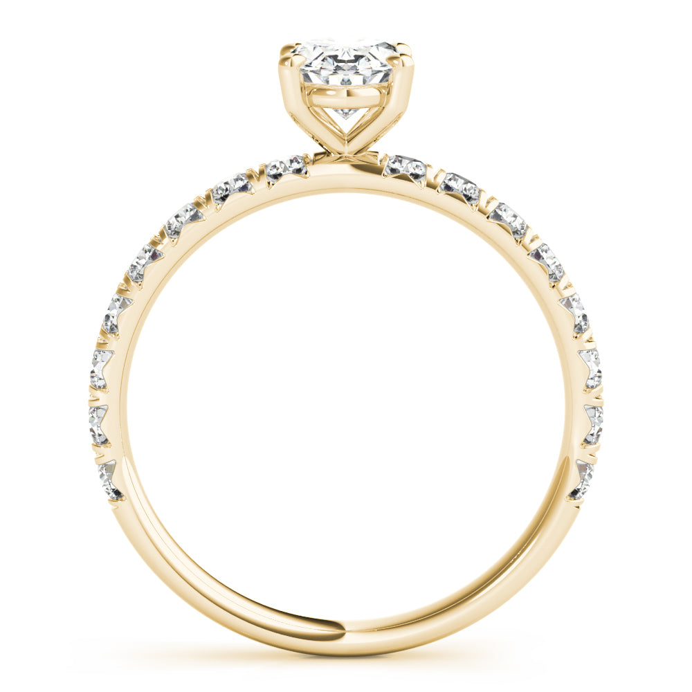 18K Yellow Gold Diamond Single Row Engagement Ring