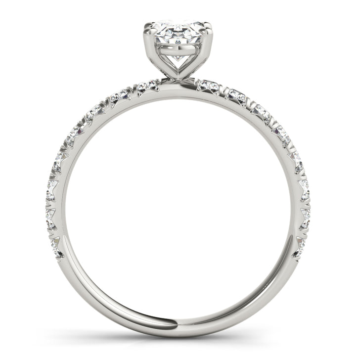 18K White Gold Diamond Single Row Engagement Ring