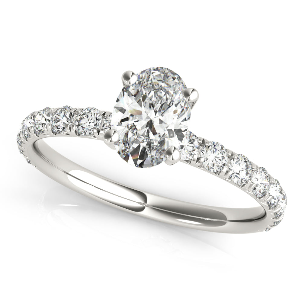 14K White Gold Diamond Single Row Engagement Ring