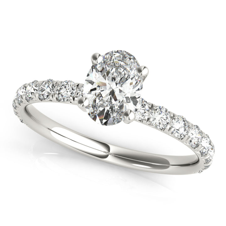 14K White Gold Diamond Single Row Engagement Ring
