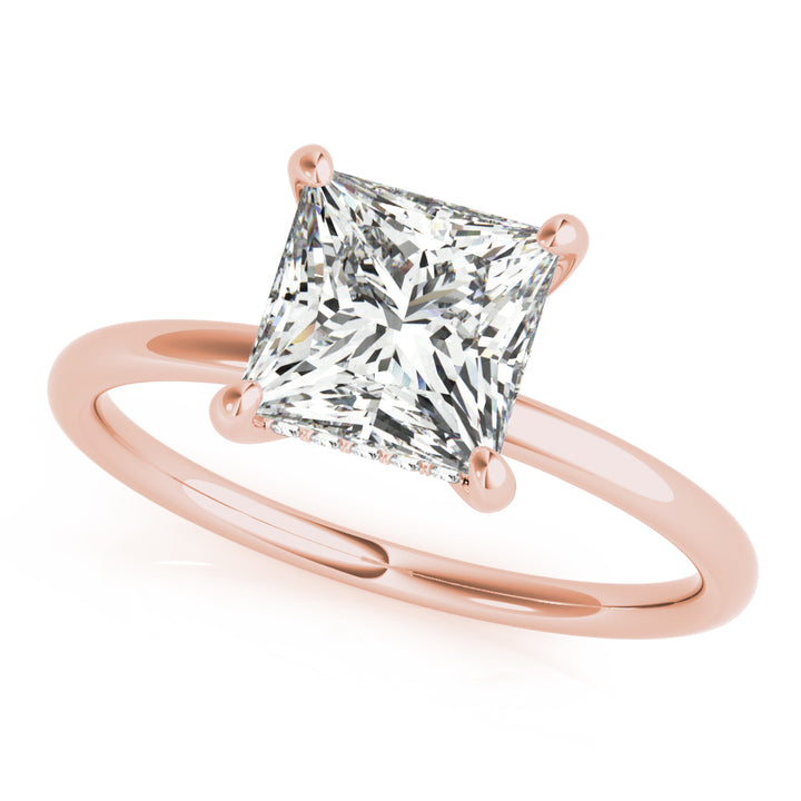 14K Rose Gold Diamond Halo Engagement Ring