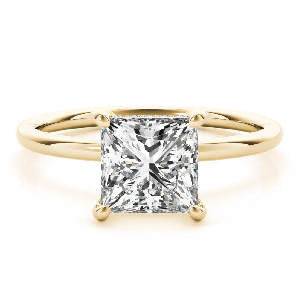 14K Yellow Gold Diamond Halo Engagement Ring