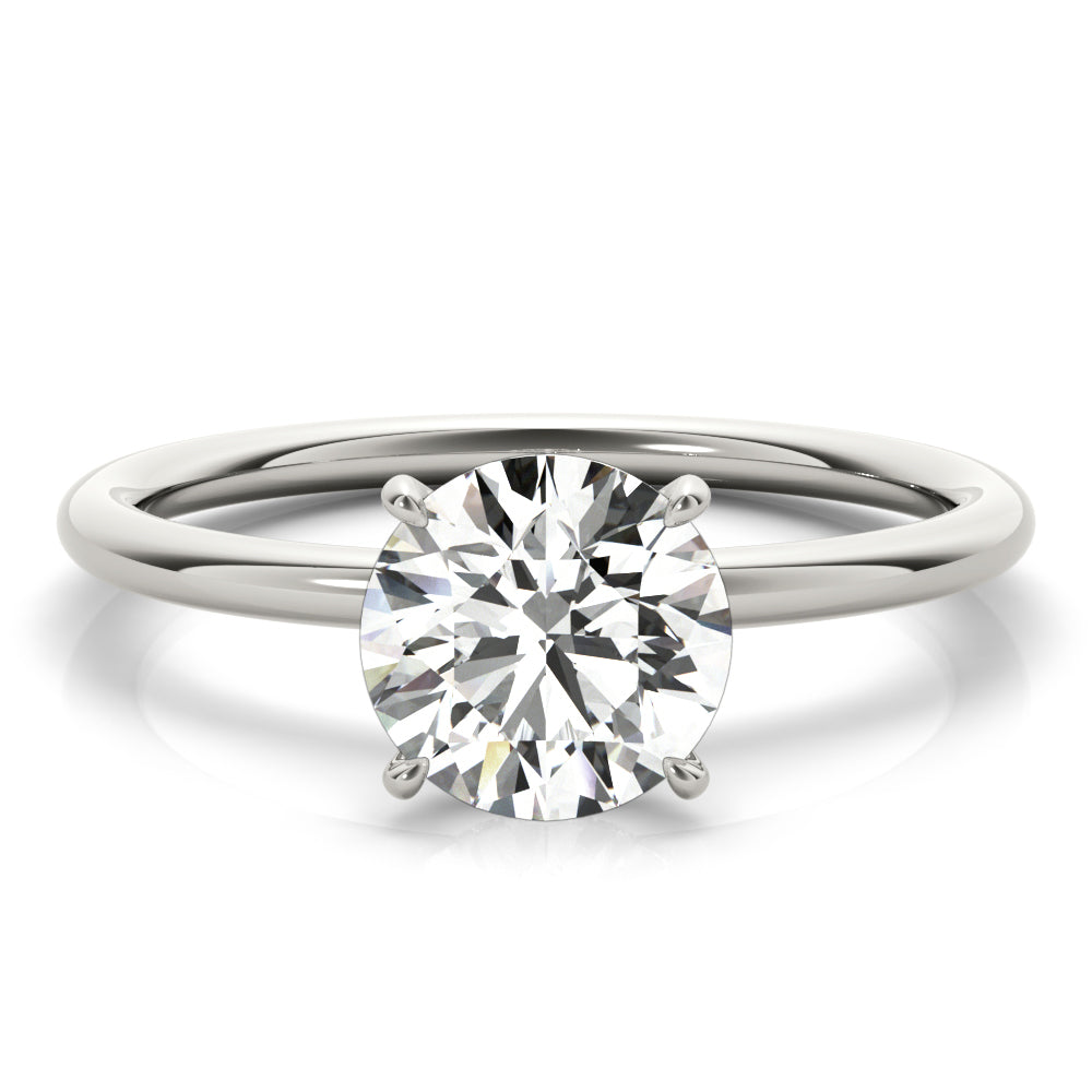 18K White Gold Round Diamond Halo Engagement Ring