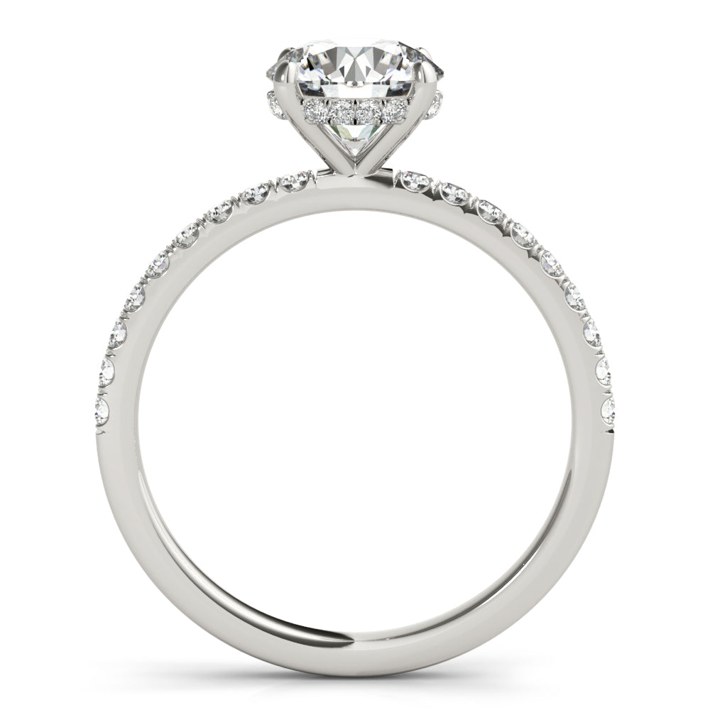 14K White Gold Round Diamond Halo Engagement Ring