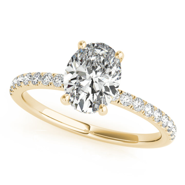 18K Yellow Gold Oval Diamond Halo Engagement Ring
