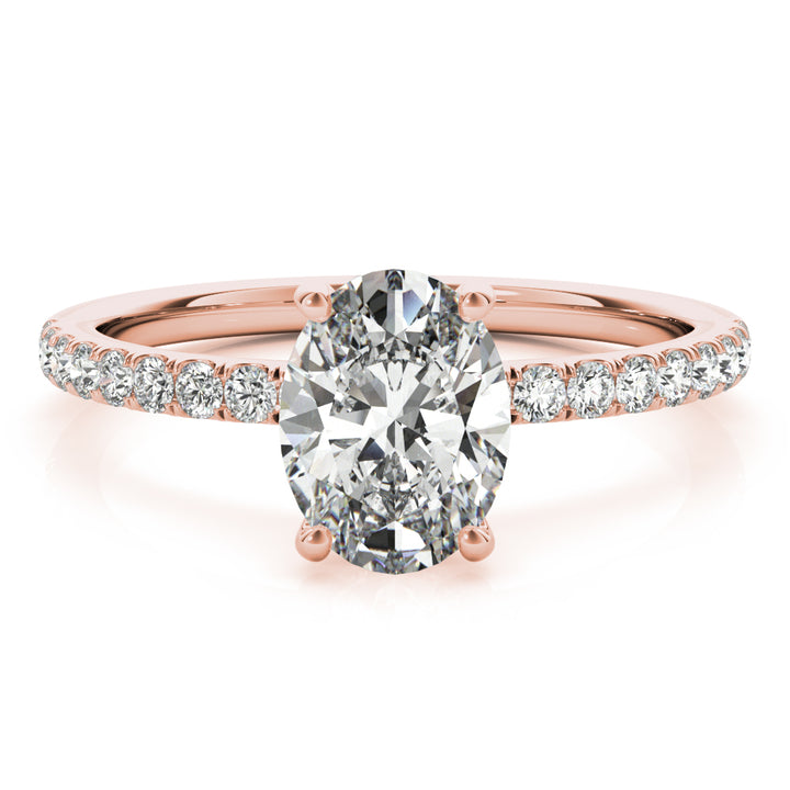 14K Rose Gold Oval Diamond Halo Engagement Ring