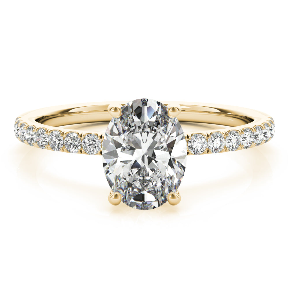 18K Yellow Gold Oval Diamond Halo Engagement Ring