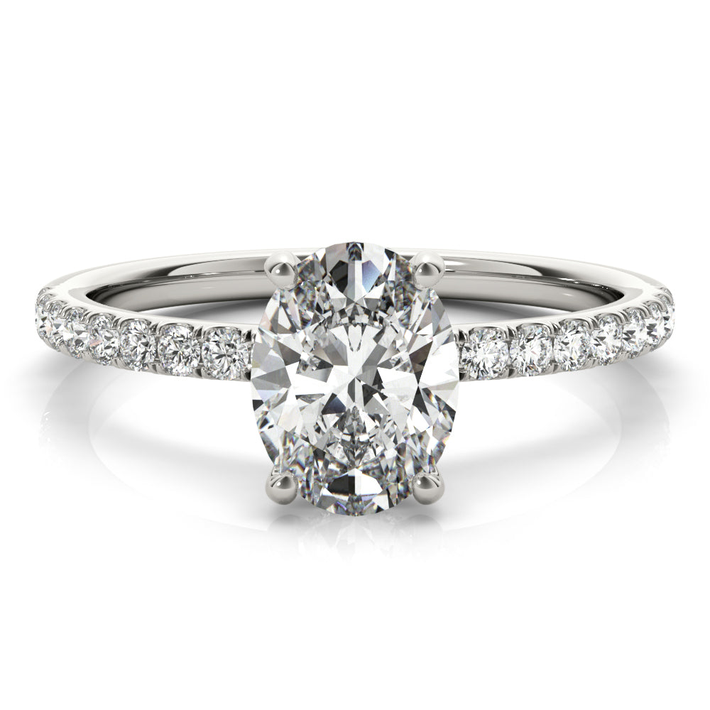 18K White Gold Oval Diamond Halo Engagement Ring
