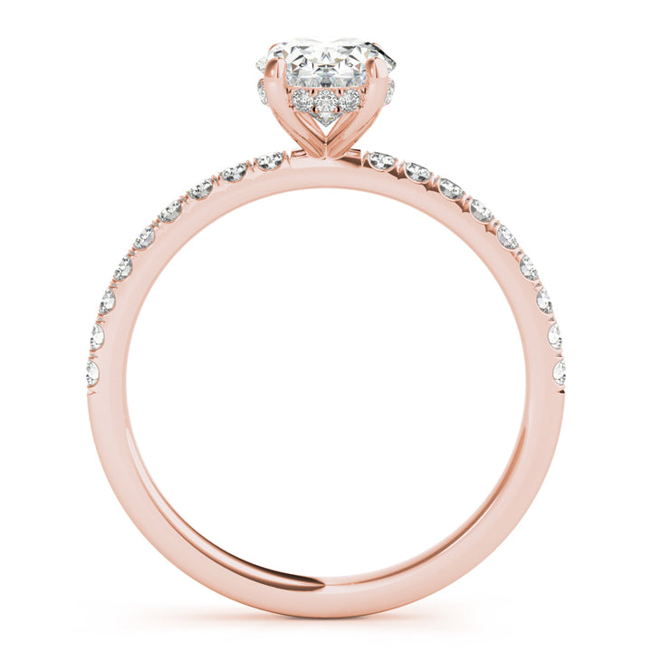 14K Rose Gold Oval Diamond Halo Engagement Ring