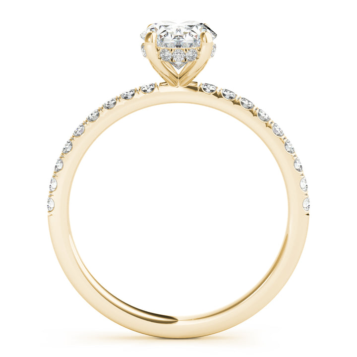 18K Yellow Gold Oval Diamond Halo Engagement Ring