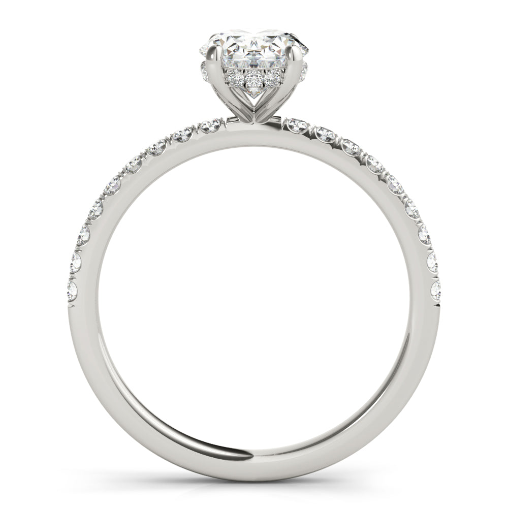 18K White Gold Oval Diamond Halo Engagement Ring