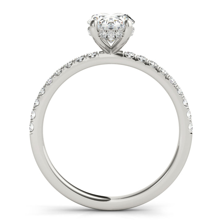 14K White Gold Oval Diamond Engagement Ring with Halo