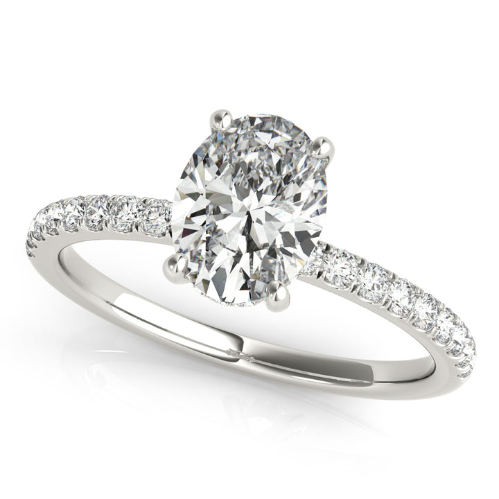 Platinum Oval Diamond Halo Engagement Ring 1/3 ctw