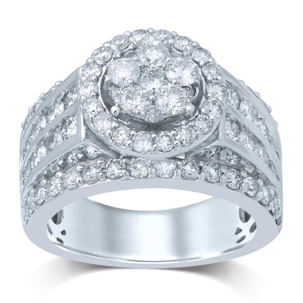Sparkling 3CT Lab Diamond Engagement Ring in White Gold