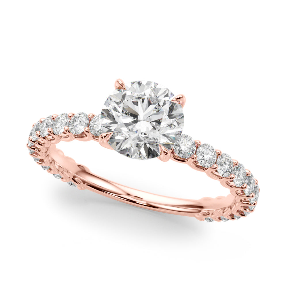 18K Rose Gold 1ct Diamond Single Row Engagement Ring