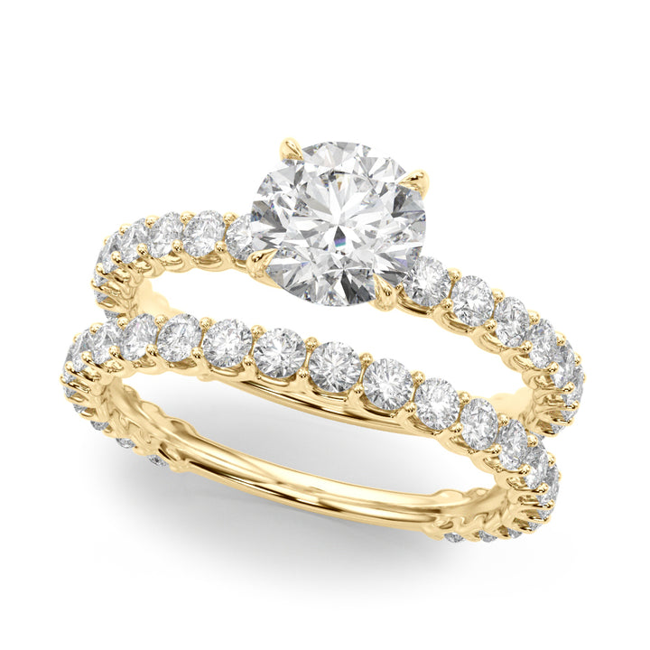 18K Yellow Gold Round Diamond Engagement Ring